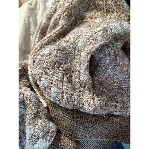 Vintage Hippie Boho Jacket Women L Beige Textured Knit Zipper & Button Closure - Picture 5 of 7